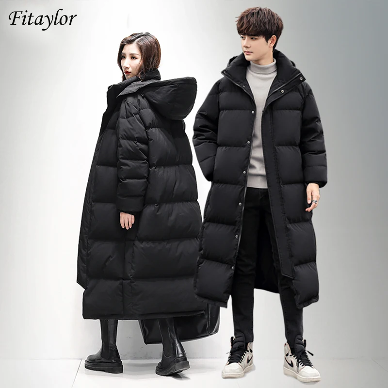 fitaylor inverno com capuz quente grosso pena alongamento jaqueta feminina 3xl tamanho