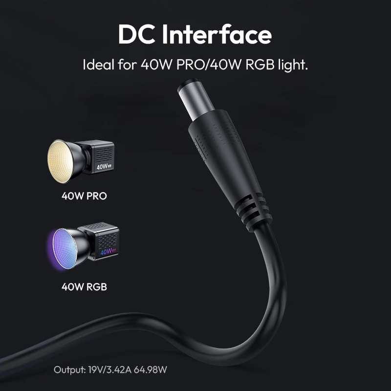 Фото Адаптер питания постоянного тока Ulanzi HT005 для Ulanzi L023 40 Вт Pro/L024 40 Вт RGB COB Light №3