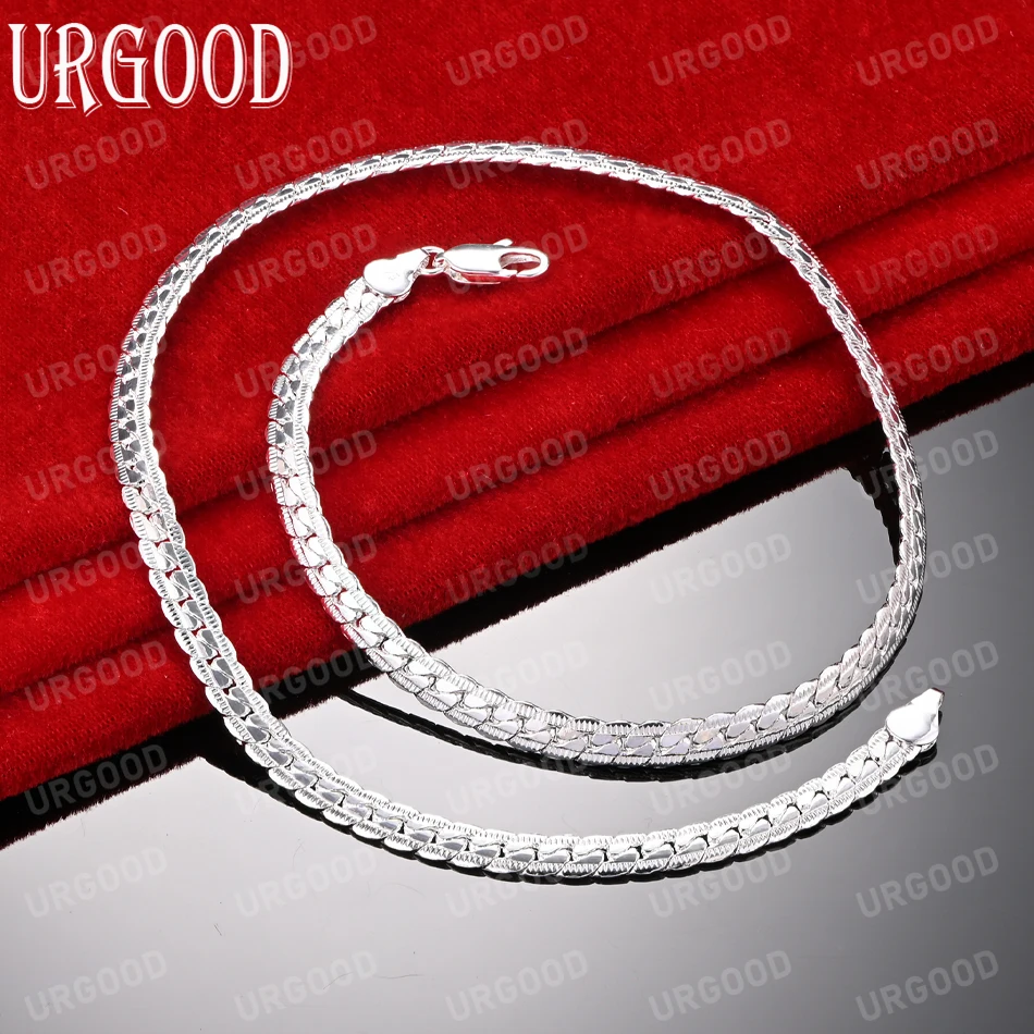 Ожерелье-цепочка из серебра 925 пробы для женщин и мужчин 16/18/20/22/24 дюймов