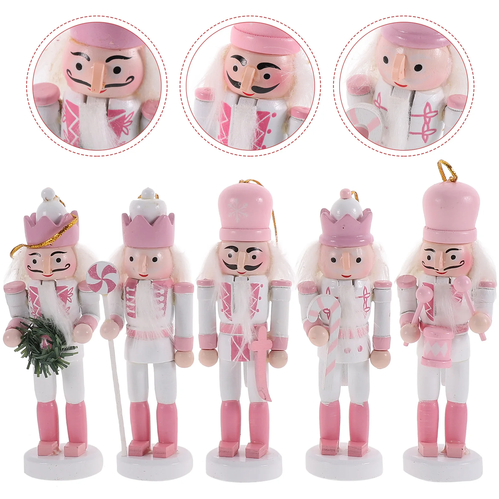

Wooden Nutcracker Decoration Pink Christmas Decorations Hanging Nutcrackers Craft Noel Supplies