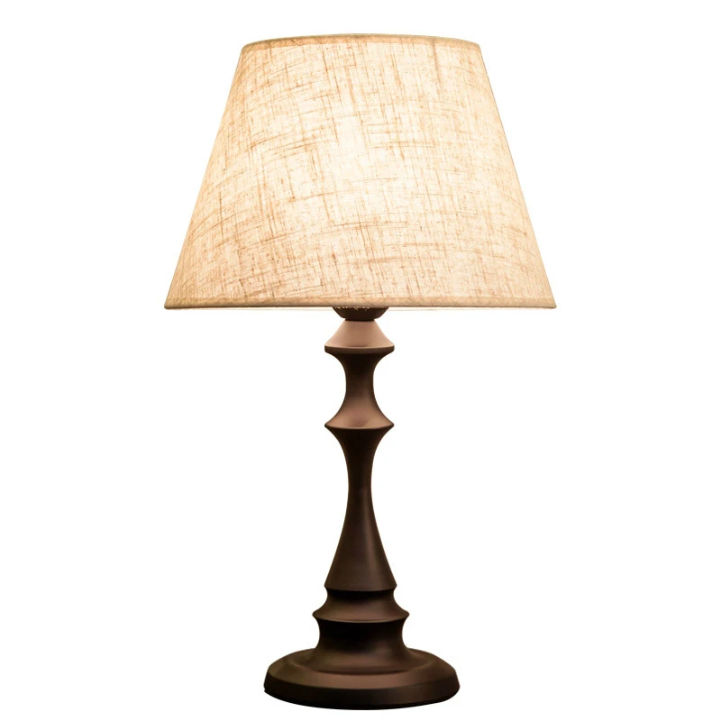 

Nordic Simple Cylindrical Iron Body Linen Lampshade Desk Lamp Study Book Light Bedroom Beside Lamps Office Table Decor LED Bulbs
