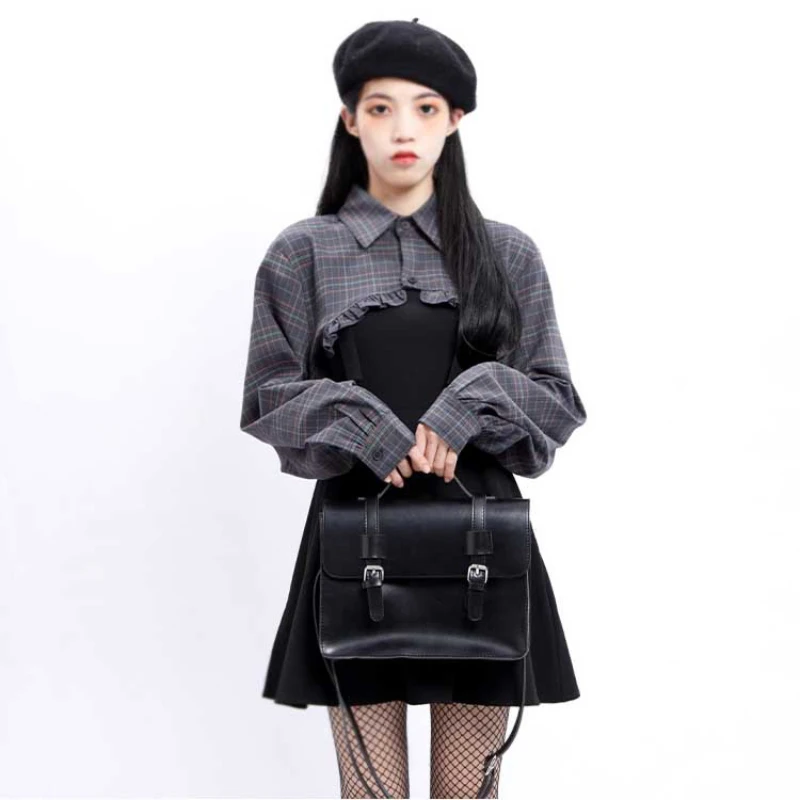 

AIIOU Women's Outfits Dress Plaid Long Sleeve Shirt Two Piece Suit Womens Elegant Chic Daily All-match Clothing Designer Leisure