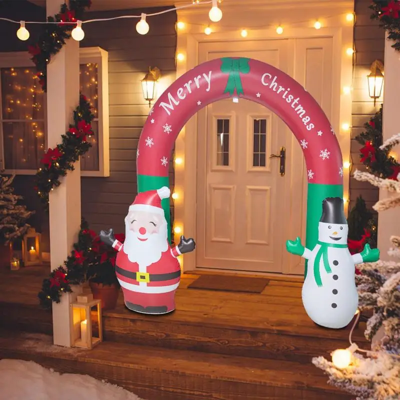 

Unique Christmas Inflatable Archway with Santa and Snowman,Blow up Yard Decorations with LED Light Up for Xmas,Outdoor Decor