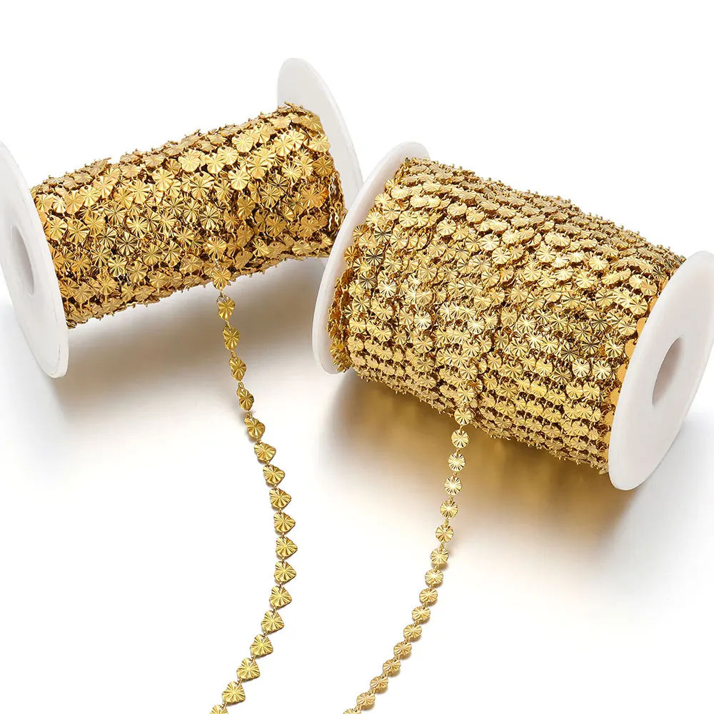 

1 Meter Stainless Steel Embossing Ripple Heart Chains for DIY Necklaces Bracelets Jewelry Making Wholesale