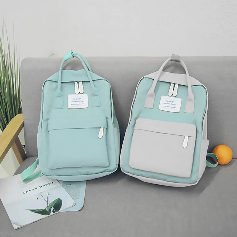 Women Canvas Backpacks Candy Color Waterproof School Bags for Teenagers Girls Big Cute Laptop Backpack Patchwork Kawaii Backpack