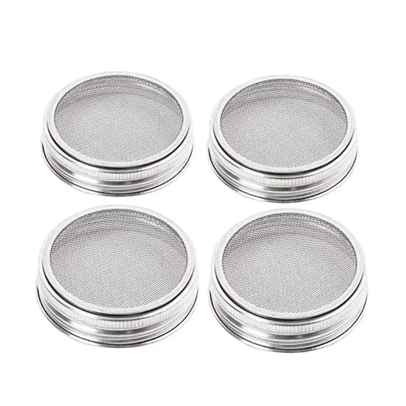 

2022Jmt4Pcs/Set Seed Sprouting Lids 304 Stainless Steel Filter Mesh Cover Screen Strainer for Wide Mouth Mason Germinator Cannin
