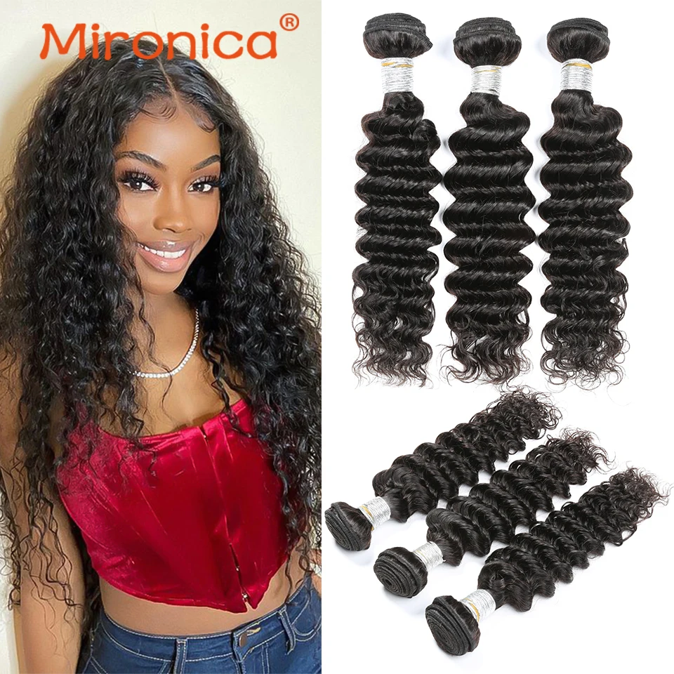 

Deep Wave Bundles 28 30 40 Inch 3 4 Bundles 100% Human Natural Hair Brazilian Weave Human Hair Bundles Extensions Natural Color