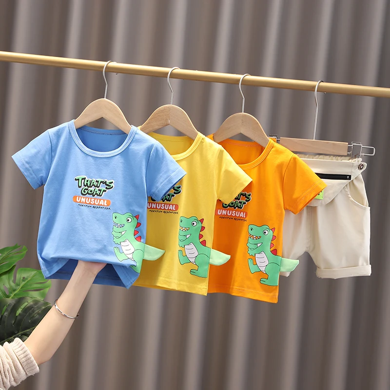 

KLTN-BabyClothesToddlerBoyClothes 0-5 Years Old Summer Short-Sleeved Shorts Suit Baby Printed Shirt Casual Shorts Two-Piece Suit