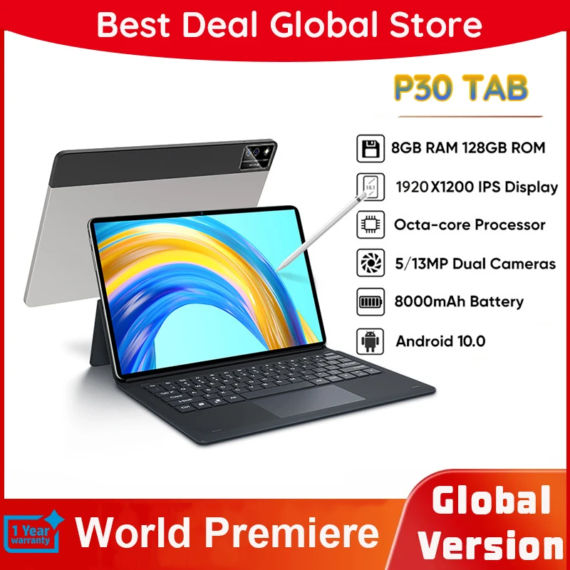 Newest 10 inch tablet PC 8GB RAM 128GB ROM Octa Core 1920x1200 IPS 5G WiFi Tablets Android 10.1