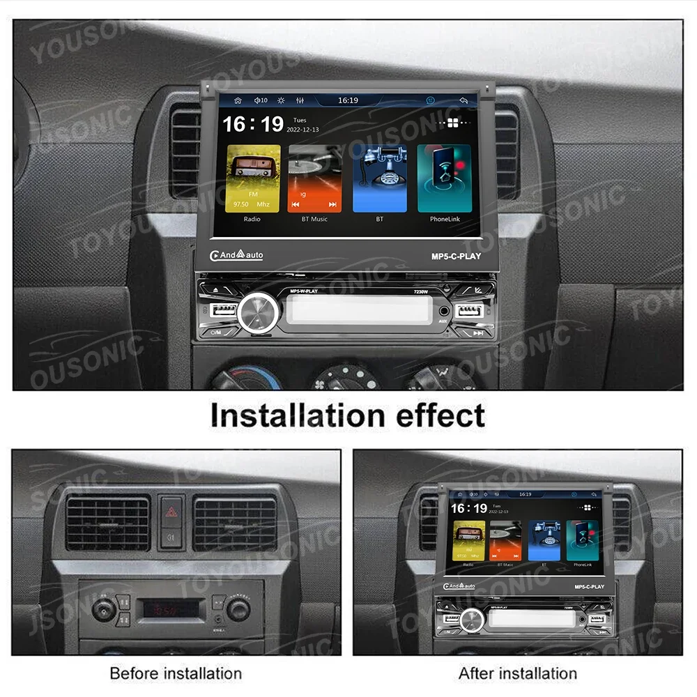 Фото TOYOUSONIC 7-дюймовый выдвижной экран автомобильный радиоприемник Carplay аудио авто универсальный мультимедийный видеоплеер стерео GPS 1din MP5 головное устройство №5