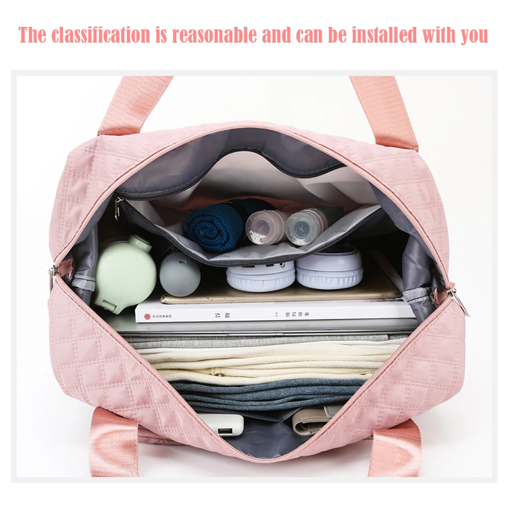 Large Capacity Folding Tote Luggage Bags Oxford Cloth Waterproof Sports Gym Yoga Storage Handbag Women Travel Shoulder Bags