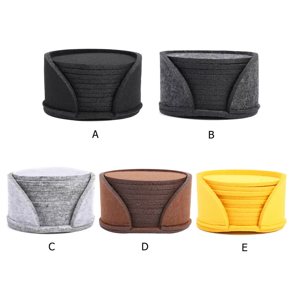 

10pcs Round Felt Coaster Dining Table Protector Pad Heat Resistant Cup Mat Coffee Tea Hot Drink Mug Placemat Kitchen Accessories