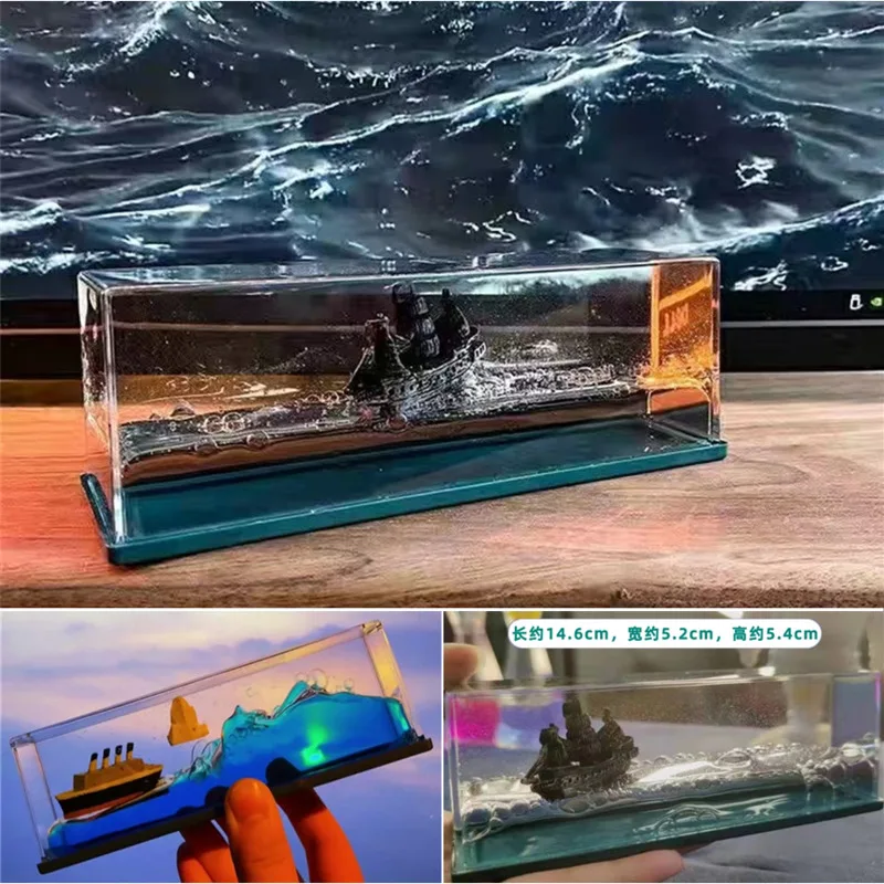 Круизный лайнер бутылка с жидкостью для дрифта песочные часы Титаник черный
