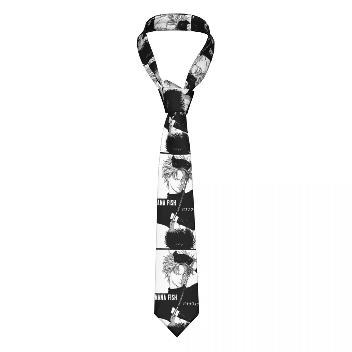

BANANA FISH Chains Men Necktie Silk Polyester 8 cm Wide Anime Neck Ties for Men Daily Wear Cravat Wedding Cosplay Props