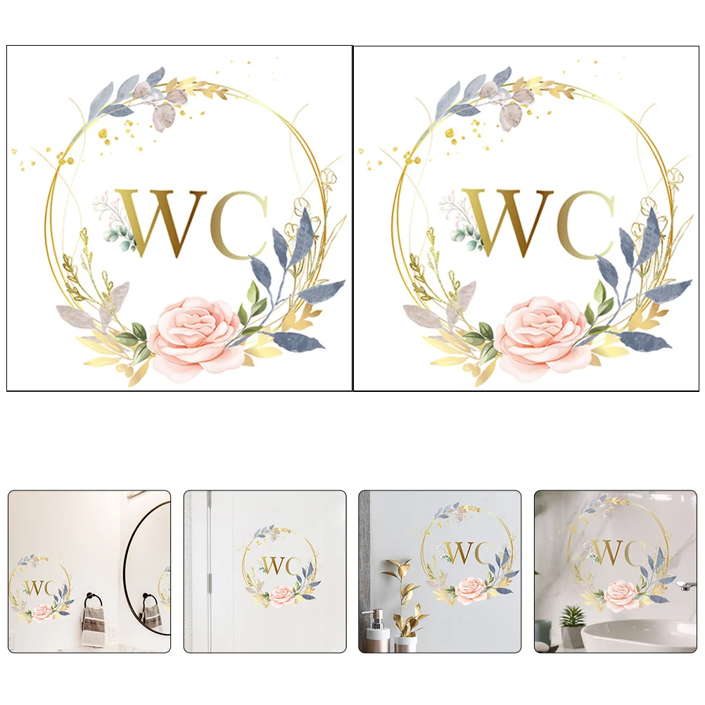 

Wall Bathroom Door Sign Stickers Toilet Signs Decals Sticker Restroom Wc Washroom Decalvinyl Funny Flower Decoration Mural