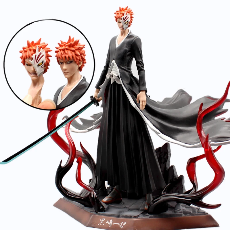 

29cm Action Figure Deluxe Edition Anime Bleach GK Kurosaki Ichigo 2 Heads PVC Figurine Model Toy Top Gift Display Collectables