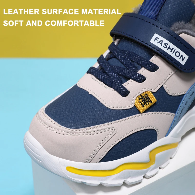 Children Shoes Boys Casual Kids Sneakers Leather Sport Fashion Children for Girls Cotton-padded Shoes Autumn Winter Size28-40