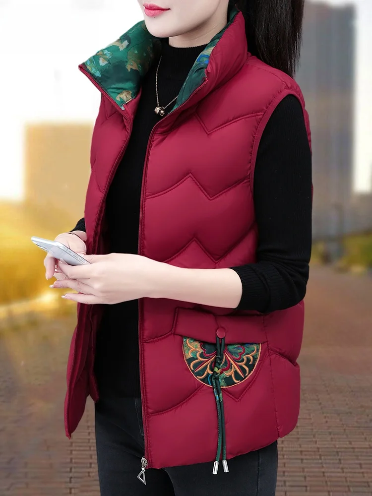 Новый китайский пуховый жилет с хлопковой подкладкой Woodpecker для женщин осень-зима