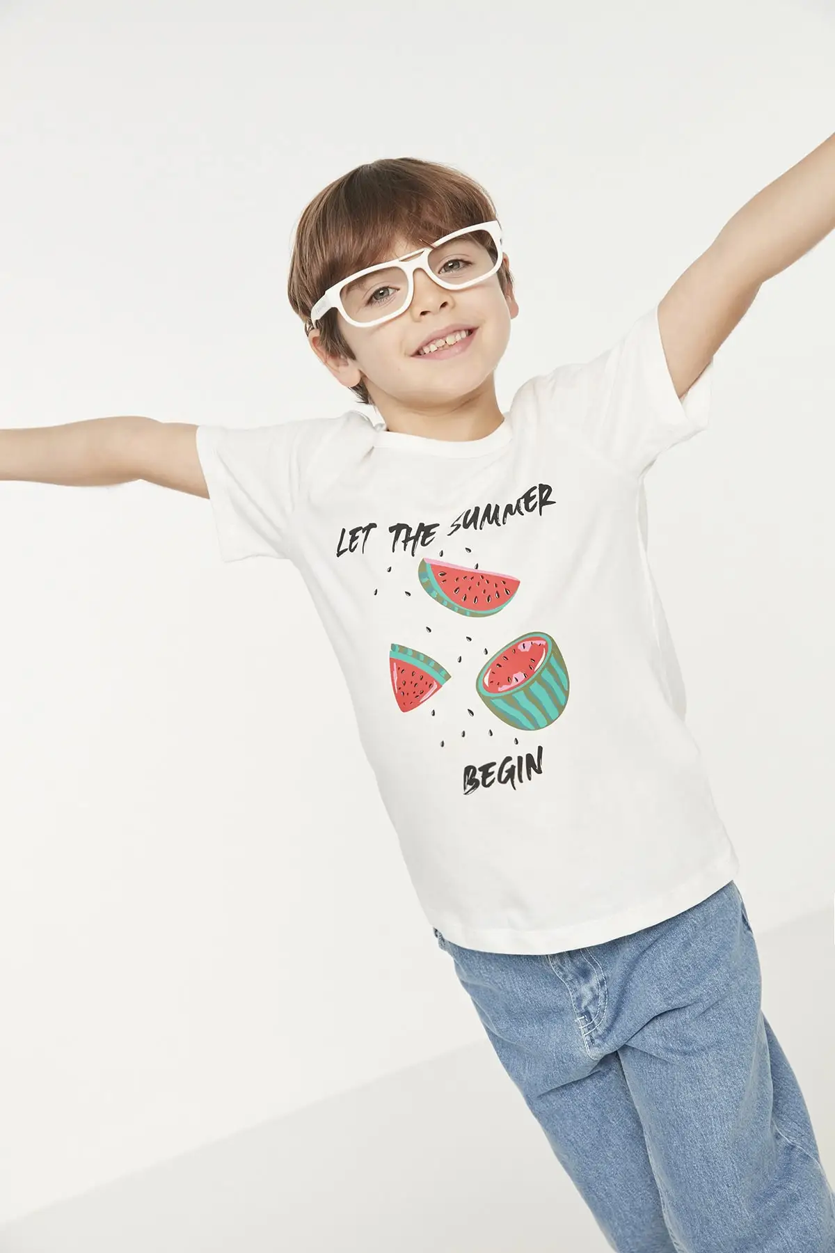 

Printed Bike Collar Male Child Knitted T-Shirt TKDSS22TS1248