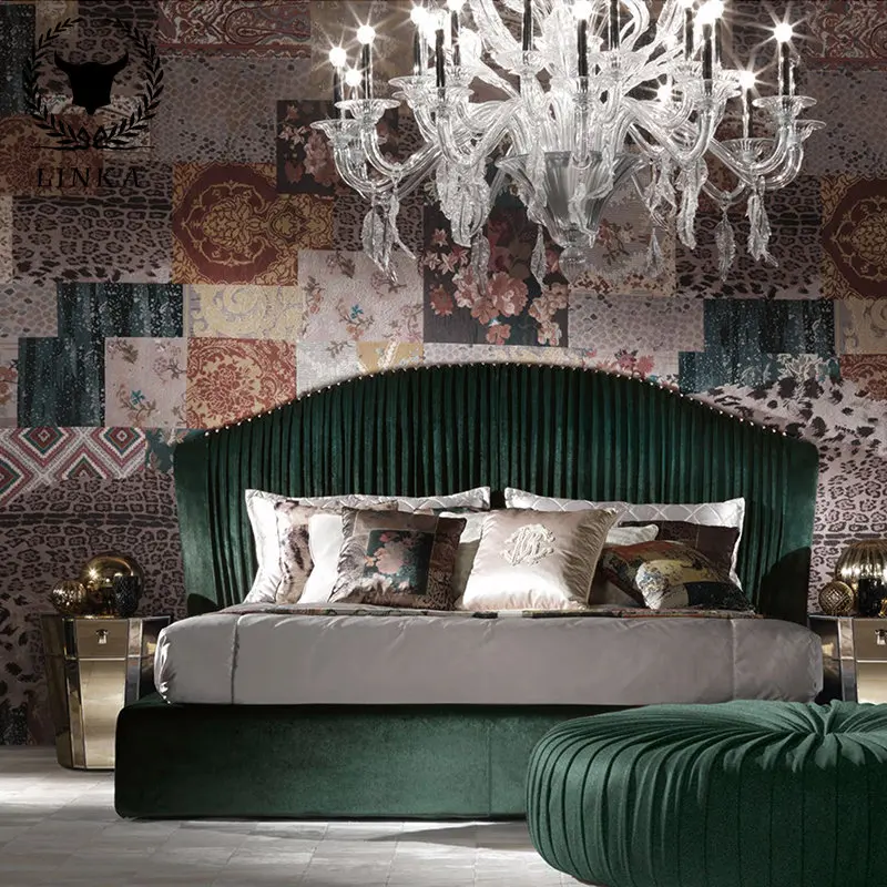 

Искусственная Роскошная спальня в итальянском стиле, Современная Большая квартира, современная вилла, большая кровать 1,8 метра, высококлассная Настройка