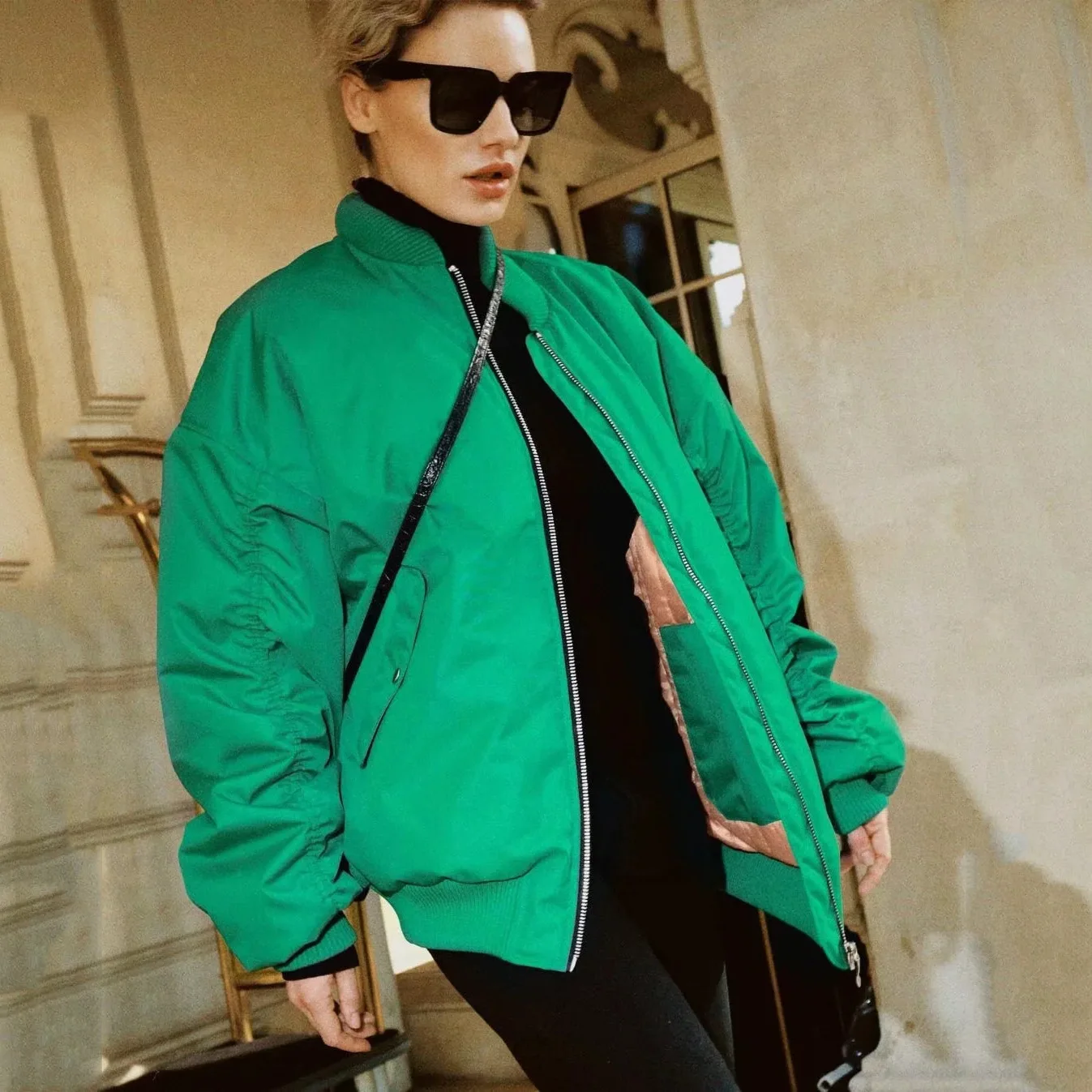 

Euro-US street fashion ladies loose large size jacket 2022 autumn winter women's solid color casual Polyester Parkas coat