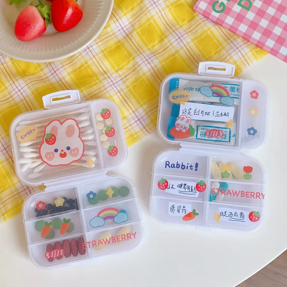 8 сеток Kawaii Pill Box Органайзер 7-дневный еженедельный чехол для таблеток лекарств с