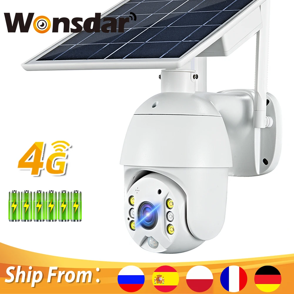 Wonsdar Солнечная камера 4G SIM-карта PTZ IP-камера 1080P HD 8 Вт солнечная панель Wi-Fi