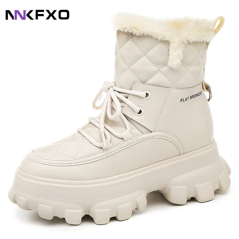 

Женские теплые ботинки на толстой подошве, со шнуровкой, Размеры 35-40