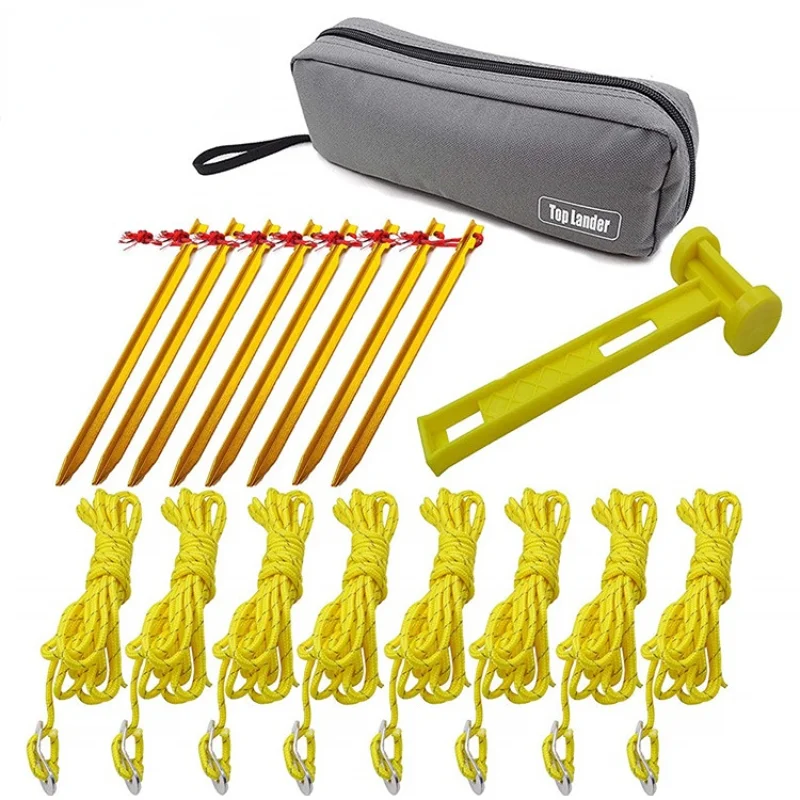 

Уличный Набор принадлежностей для путешествий из алюминиевого сплава чехол для троса с наземным молотком и ветром Набор принадлежностей для кемпинга аксессуары для трекинга