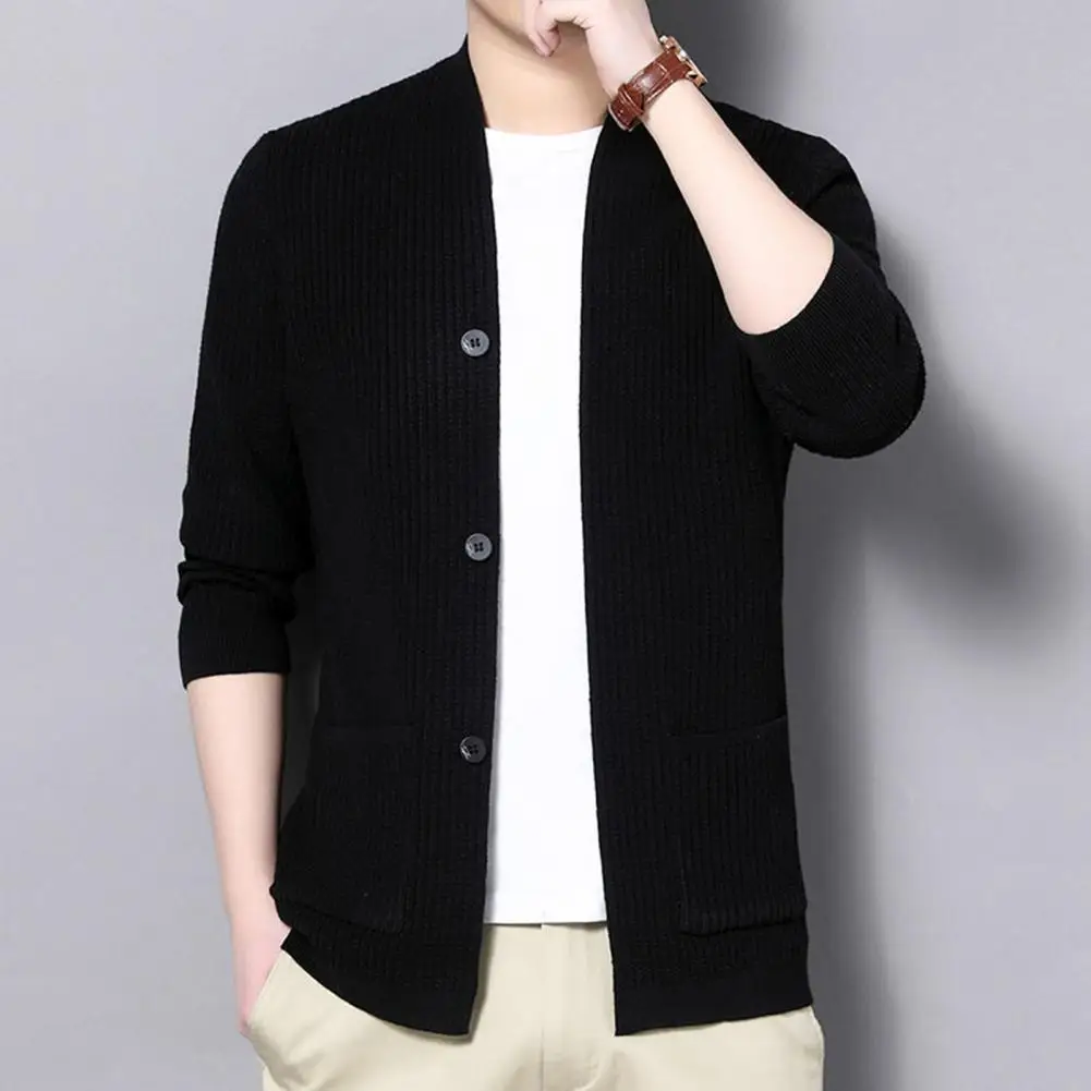 

Men's Knitted Cardigan Stylish Versatile Loose Casual Single-breasted Solid Color Cardigan Male Accessories