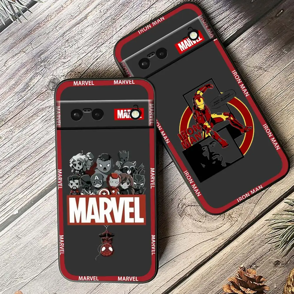 

Marvel Thanos Iron Man Logo Phone Case For Google Pixel 8 7 6 Pro 6A 5A 5 4 4A XL 5G Black Shell Soft TPU Cover Fundas Capa