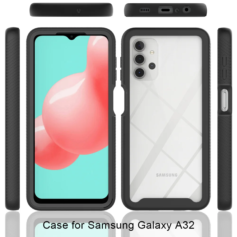

For Samsung Galaxy A72 4G 5G Case Soft Bumper + Crystal Clear Back Panel 360 Protect Shockproof Cover For A12 A32 A42 A52 4G 5G