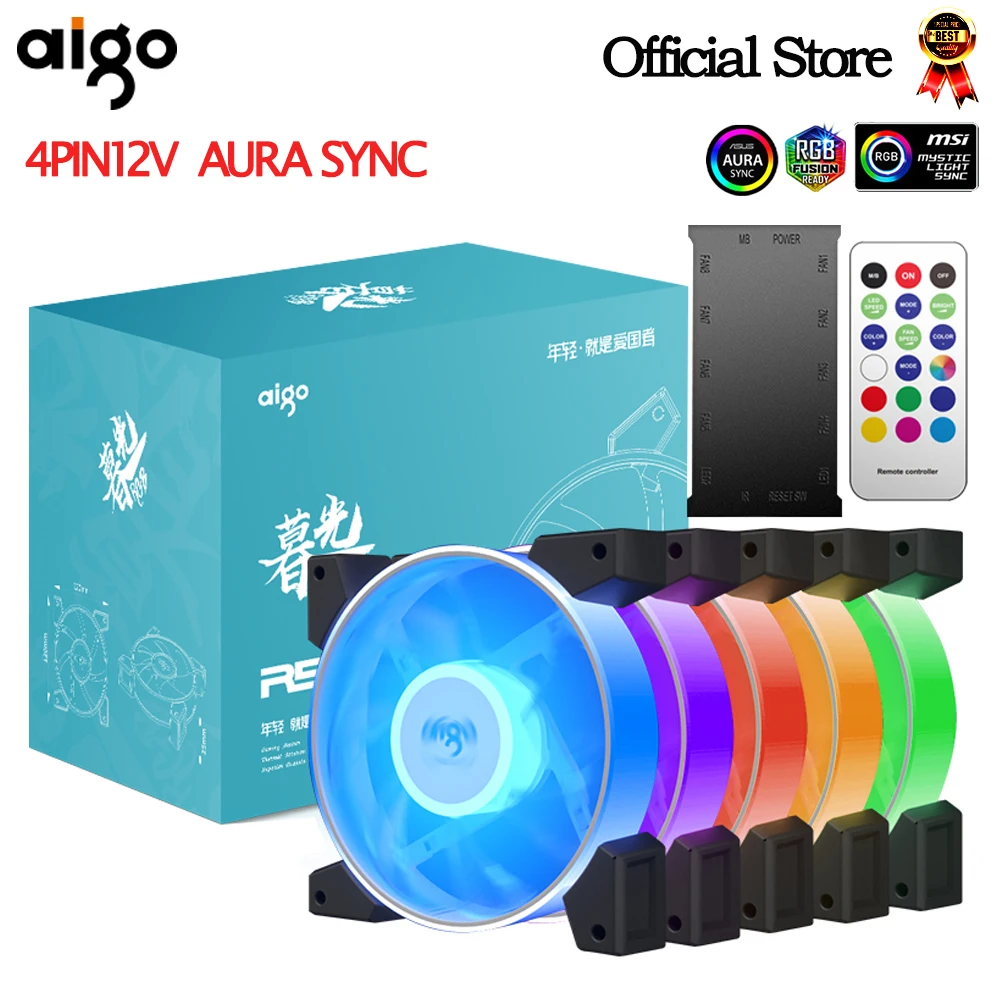 Aigo 120mm Case Fan RGB Heatsink pc gamer 4pin12v aura sync 12v ventilateur Cooler argb controller kit fan cooling ventilador