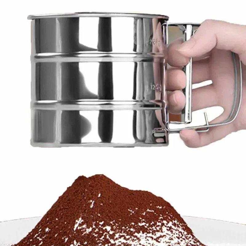 

Handheld Flour Shaker Stainless Steel Mesh Sieve Cup Icing Sugar Bake Tool Handpressed Handpressed Bakeware Sifters