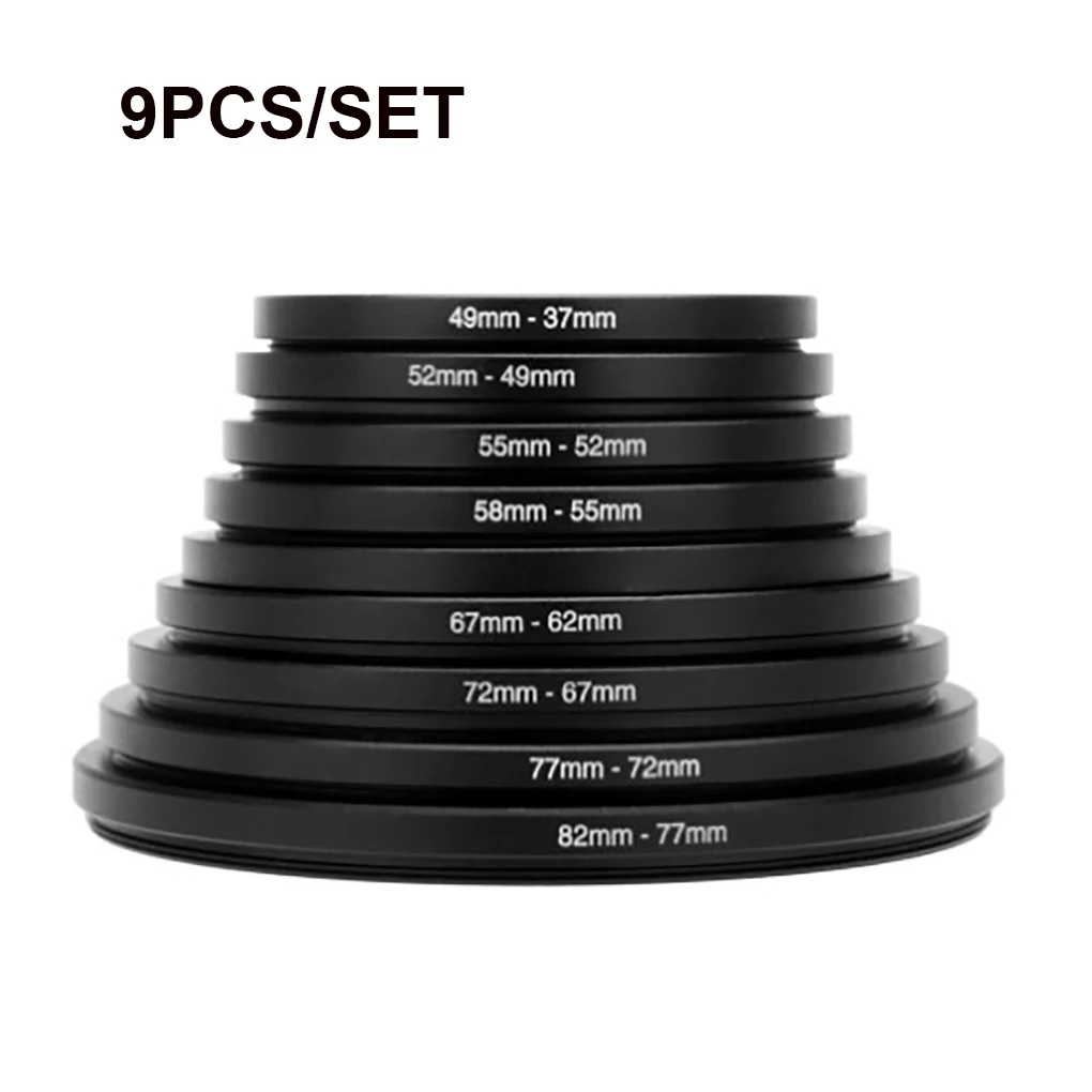 

9 шт. 77-82 мм адаптер для фильтра объектива цифровой зеркальной камеры кольца из алюминиевого сплава Портативный конвертер соединитель для ф...