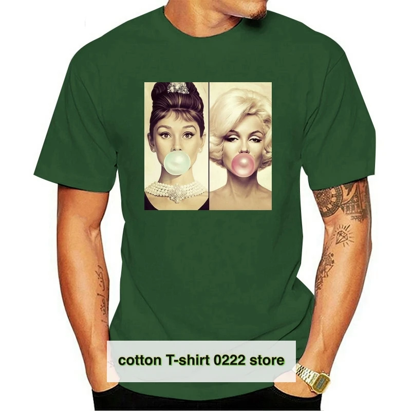 

Marilyn Monroe Audrey Hepburn Chewing Men T Shirt Black New Fashion Casual Summer Street Novelty O-Neck Muscle Shirt