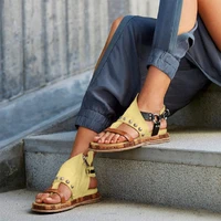 new womens sandals soft bottom colorblock vintage rivet flip flops fashion fish mouth casual flat roman sandals sandalia