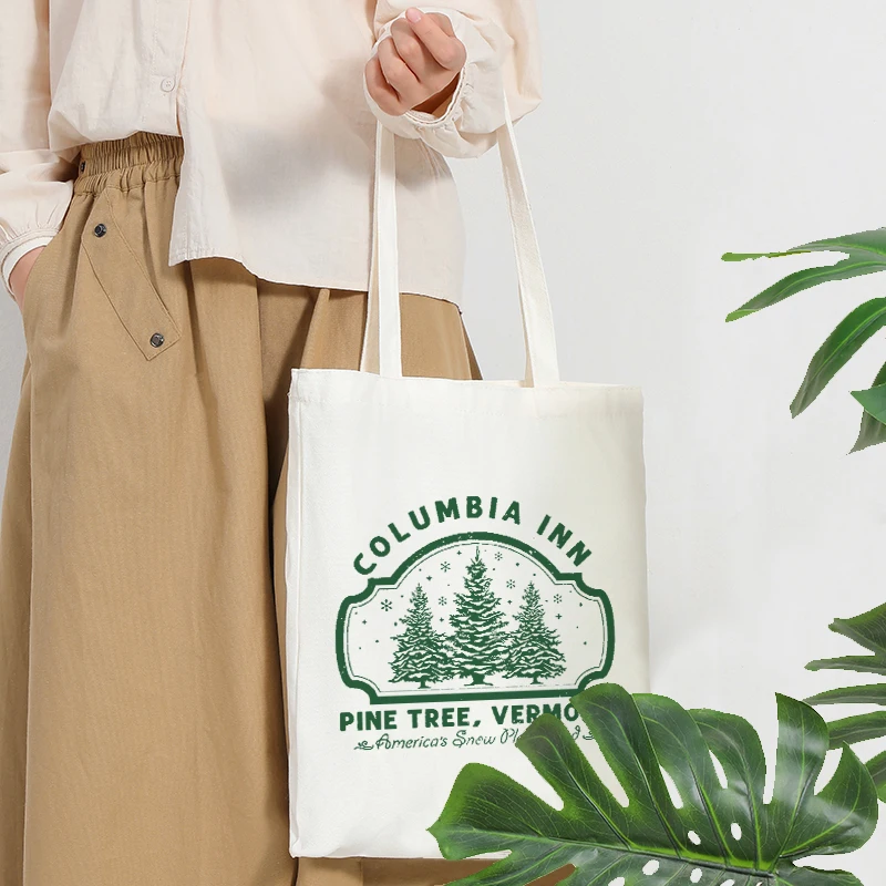 Columbia Inn Pine Tree Vermont Рождественский узор Сумки-тоут Холщовая сумка на плечо Дорожная