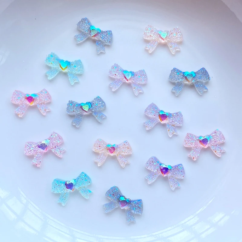 

200pcs New Cute Mini Shiny Love Bow Nail Rhinestones Gems Glitter Nail Ornament Jewelry Making Hairwear Accessories
