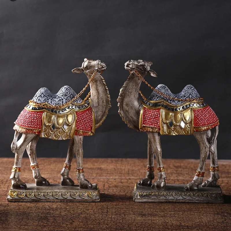 

[Funny] 2pcs/set Desert camel Action Figure toys Resin statue model Halloween Home decorations Ornaments kids best birthday gift