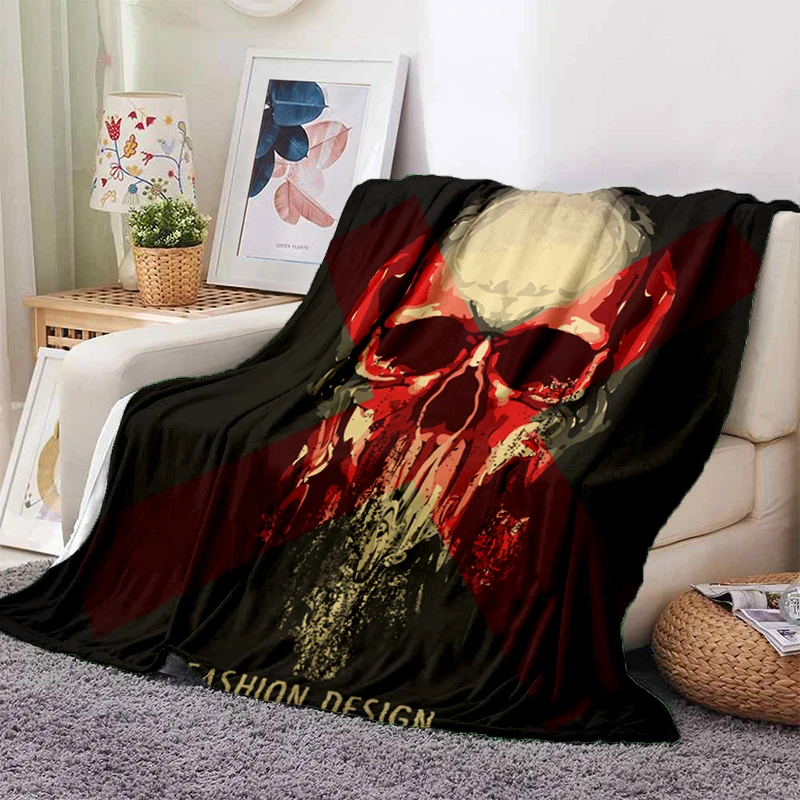 

home sofa bed general blanket travel picnic blanket PICNIC CAMPING lightweight blanket Skull thermal insulation blanket
