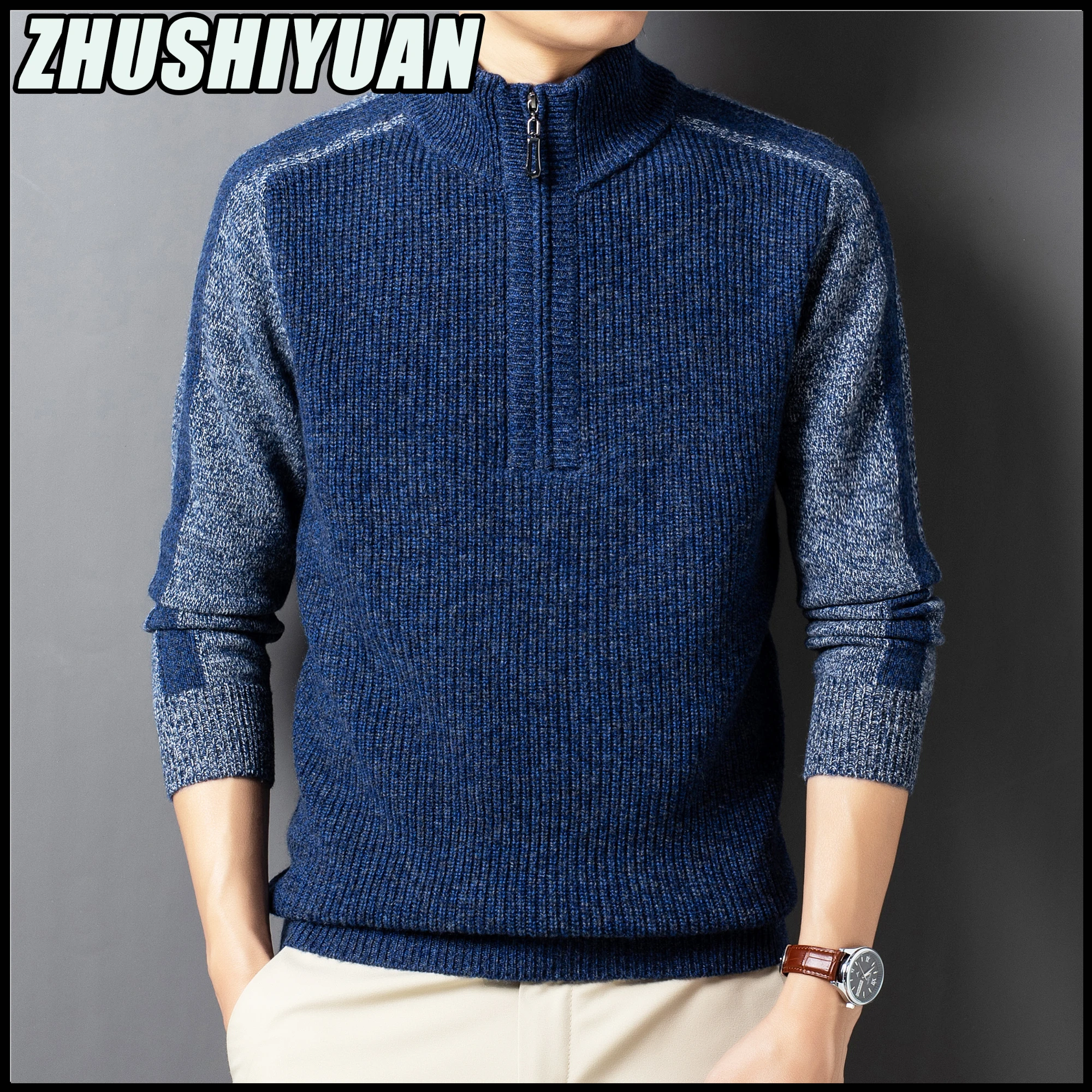 Winter 100％ Cashmere Sweater Knitted Sweaters Wool Fleece Pull En Laine O-Neck Roupas Masculinas Pullovers Men's Casual Jumper