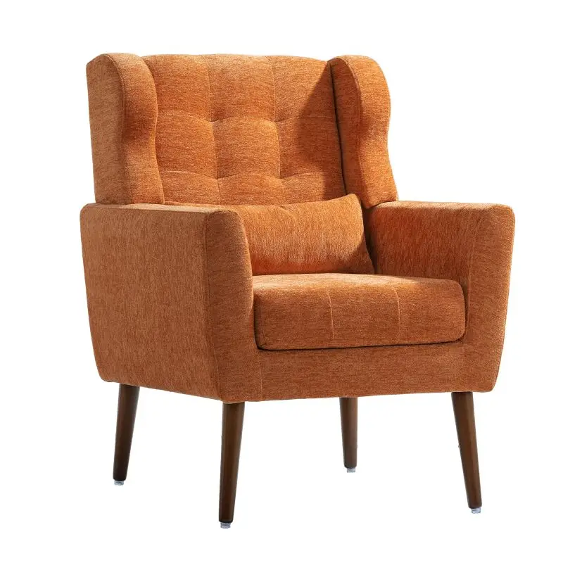 

Modern Accent Chair Upholstered Foam Filled Comfy Reading Mid Century with Chenille Fabric Lounge Armchair for Living Bedroom