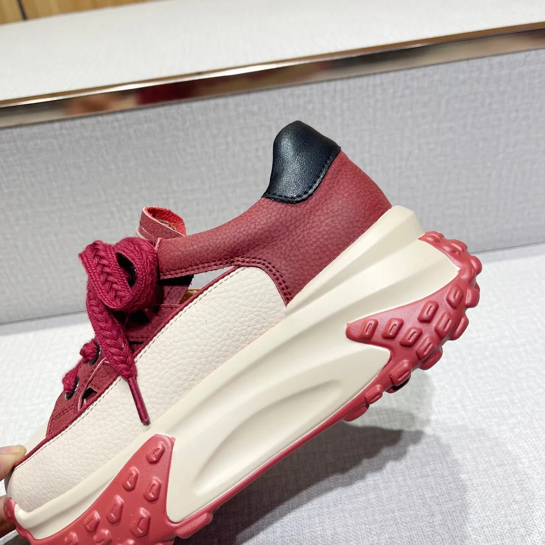 Elmsk Fashion Retro Fathering Daddy Shoes Lady Comfortable And Breathable Genuine Leather Hollow Out Sneaker Shoes Women