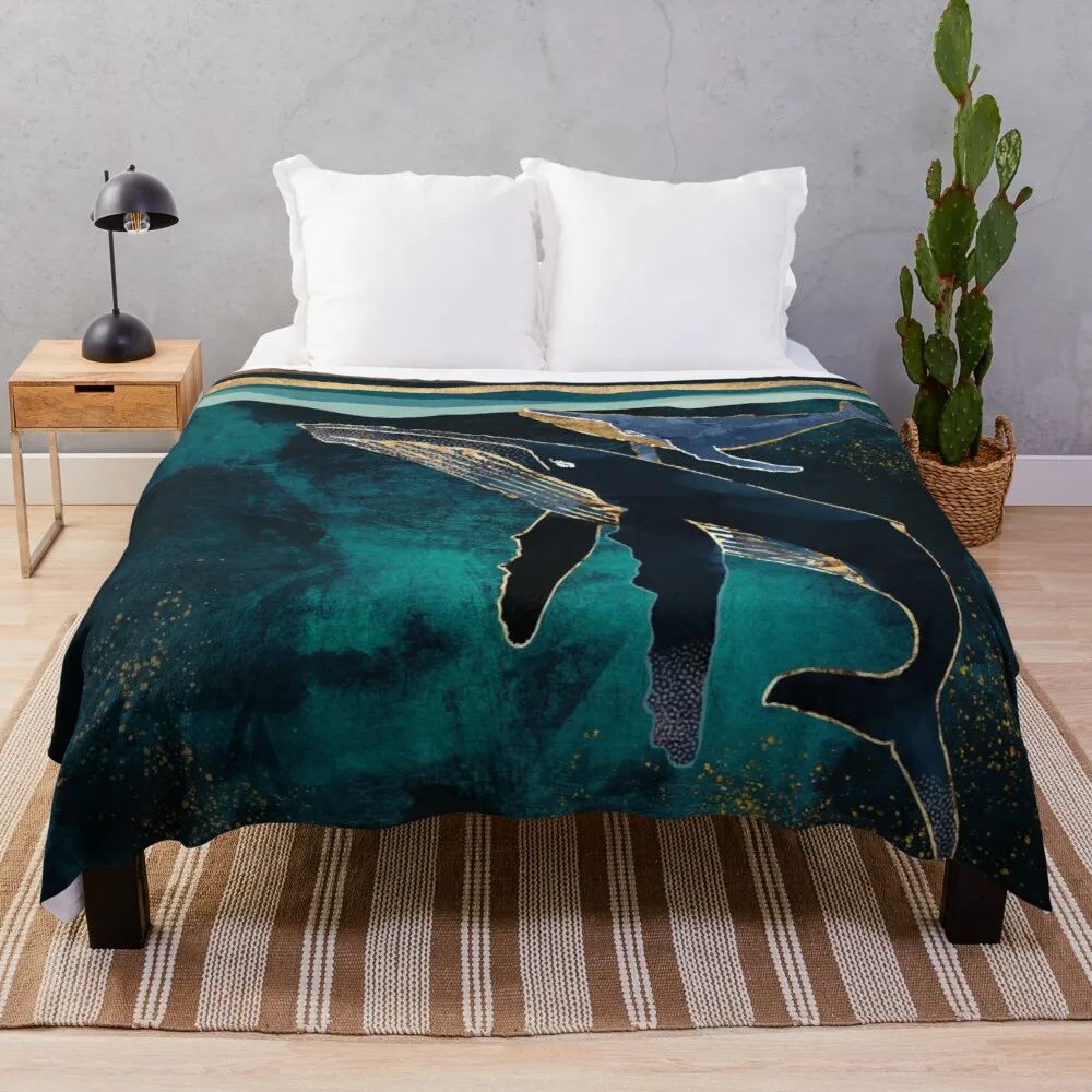 

Moonlit Whales Throw Blanket cotton knit blanket Single blanket Nap blanket Sofa blanket