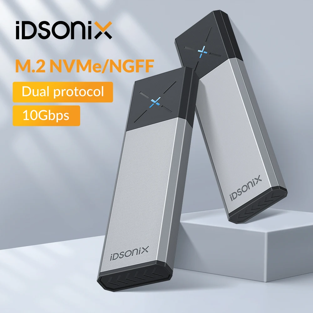 Корпус внешнего жесткого диска iDsonix M.2 SSD NVMe Type C, Корпус внешнего жесткого диска SATA NGFF NVMe, двухпротокольный корпус жесткого диска для Macbook, ноутбука, ПК