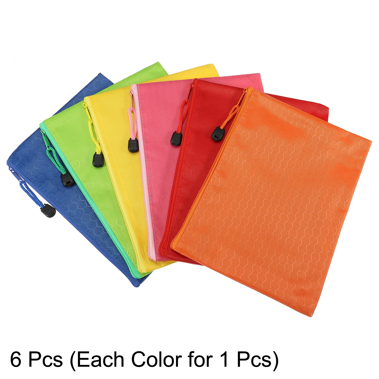 6Pcs A5 A6 Waterproof Zipper Bags 24x18cm 24x12cm Oxford Cloth Multi-purposes Zip Bag Document Pen Filing Pocket Storage Pouch