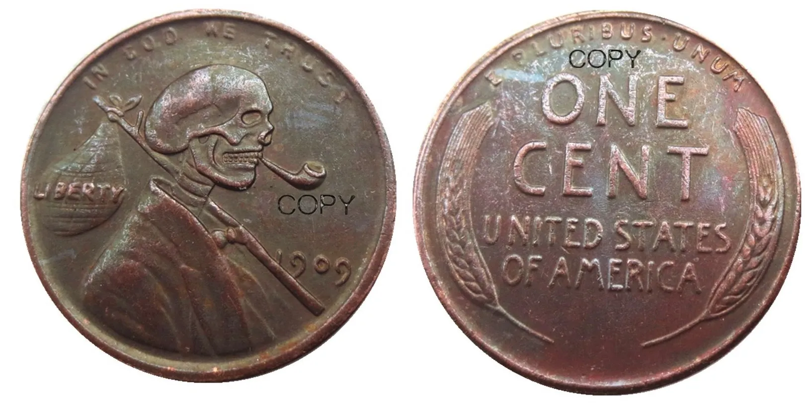 

US(04) Хобо креативный Линкольн цент Череп Зомби Скелет ручная резьба копия монет
