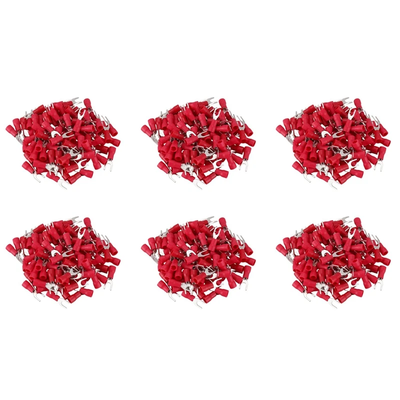

600 Pcs 4Mm Fork AWG 22-16 Pre Insulated Terminal Cable Lug