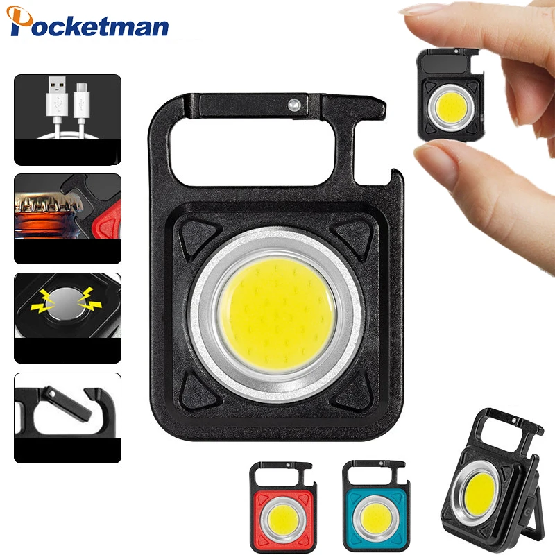 

Super Bright Mini Flashlight Camping light COB Keychain Work Light Rechargeable Floodlight with Strong Magnet IP64 Waterproof